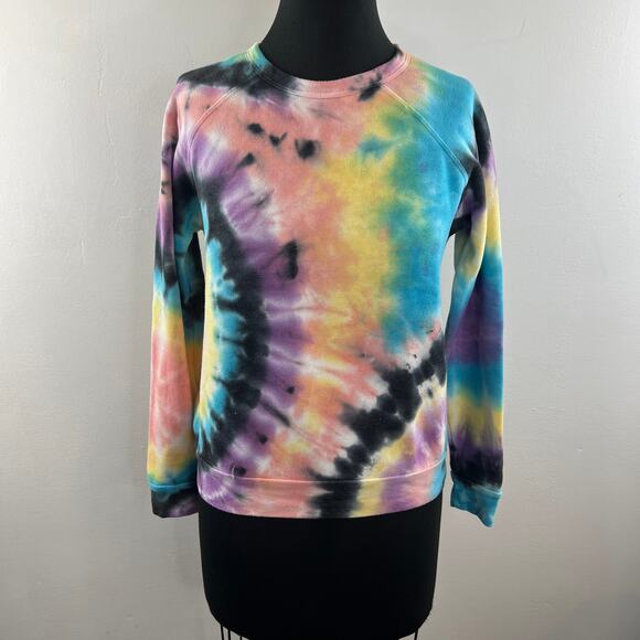 MOTHER The HUGGER Swirling Secrets Black Pink Sweatshirt Tie Dye Size X-Small - Picture 2 of 9